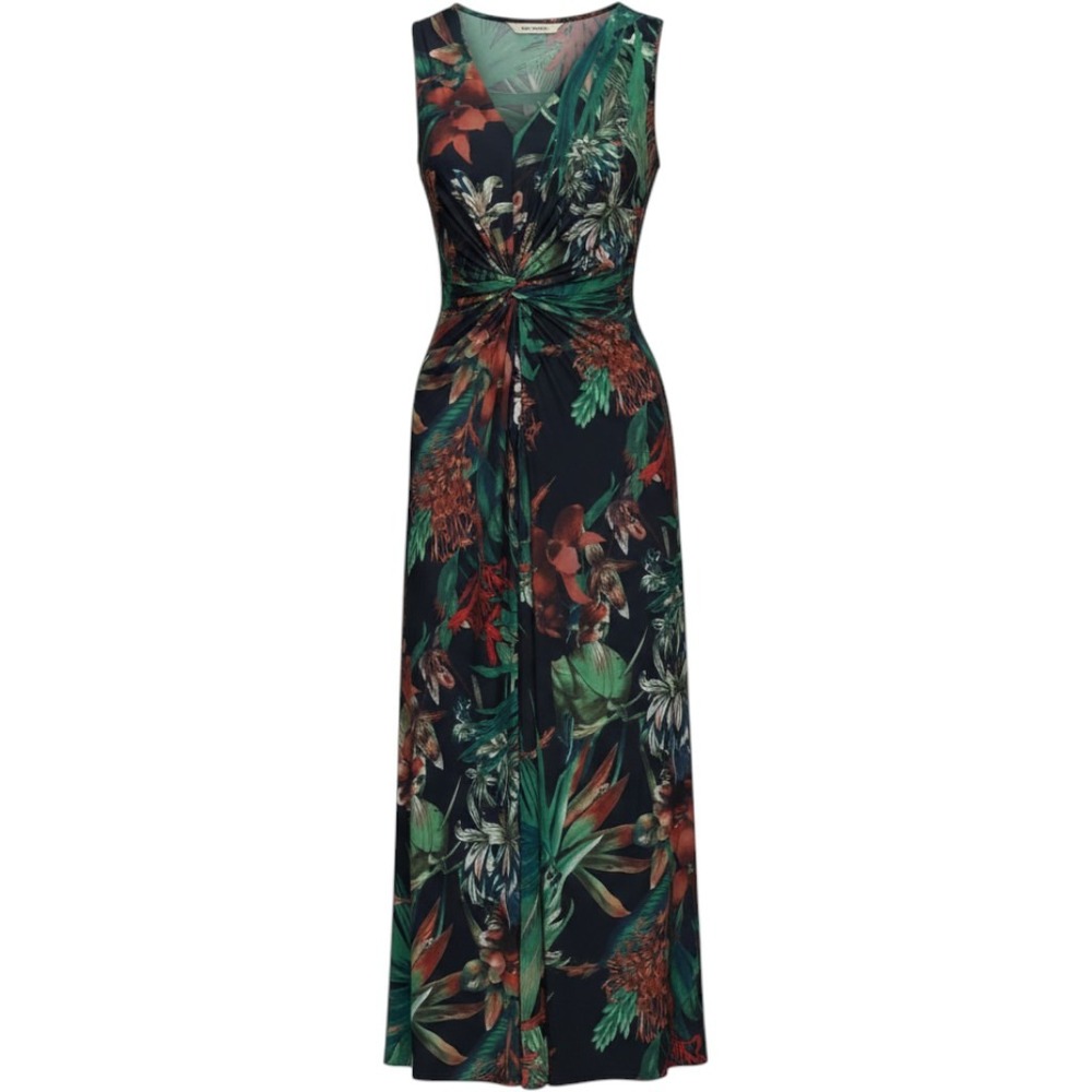 Soft Surroundings Tropical Floral Twist Front Maxi Dress Size L Stretch Jersey